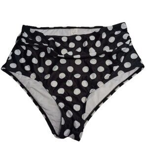 Black with White Polka dots Swim Bottoms Size M
